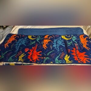 Dinosaur Print Toddler Nap Mat Sleeping Mat Washable Roll Up Minky Blanket Blue